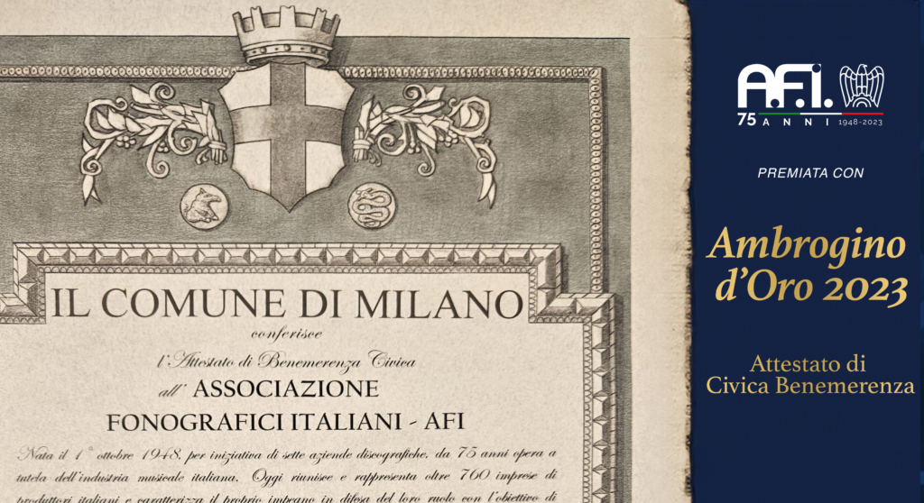 Ambrogino d’Oro 2023: L’AFI premiata con Attestato di Civica Benemerenza